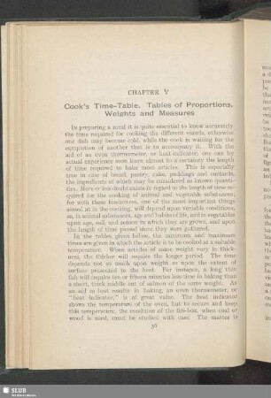 Chapter V. Cook's Time-Table. Tables of Proportions, Weights and Measures