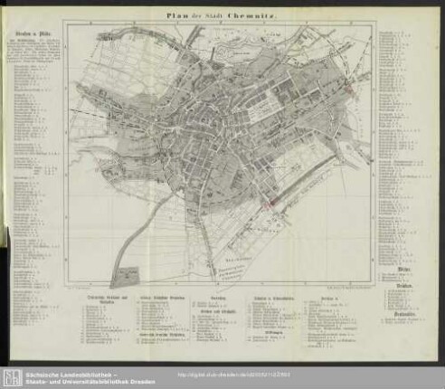 Karte : Plan der Stadt Chemnitz