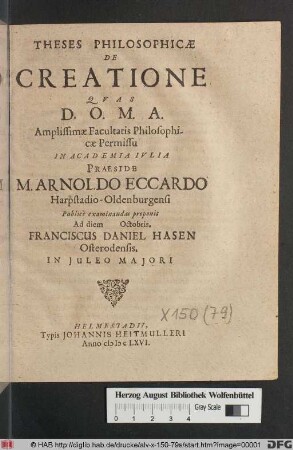 Theses Philosophicae De Creatione