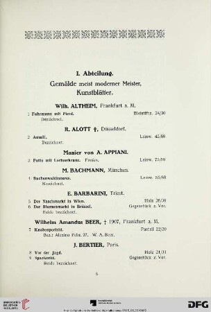 Gemälde meist moderner Meister, Kunstblätter (Nr. 1-252)