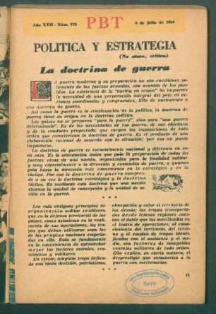 La doctrina de guerra : Política y estrategia - (No ataco, crítico)