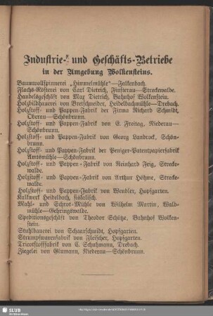 Handelsregister : Industrie- und Geschäftsbetriebe in der Umgebung Wolkensteins