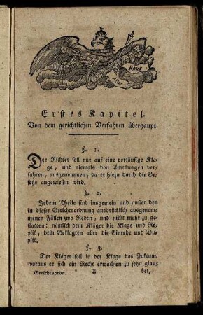 Erstes Kapitel. Von dem gerichtlichen Verfahren überhaupt. - Drittes Kapitel. Von dem schriftlichen Verfahren.