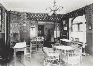 Tharandt, Roßmäßlerstraße 12. Wohnhaus mit Konditorei und Café Günther. Gaststube