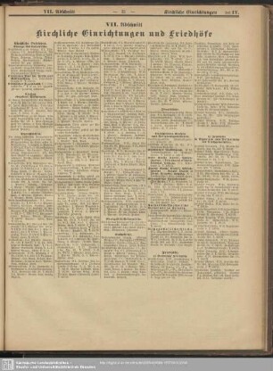 VII. Abschnitt. Kirchliche Einrichtungen und Friedhöfe