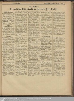 VII. Abschnitt. Kirchliche Einrichtungen und Friedhöfe
