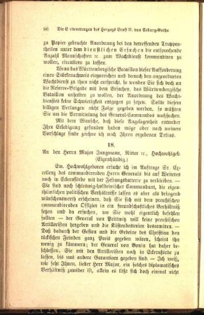 18. An den Herrn Major Jungmann, Ritter r.c., hochwohlgeb. (Eigenhändig.)
