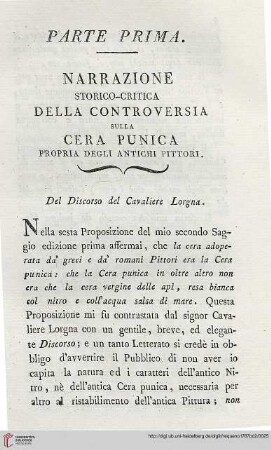 I: Del Discorso del Cavaliere Lorgna
