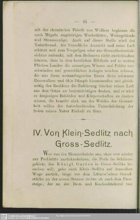 IV. Von Klein-Sedlitz nach Gross-Sedlitz