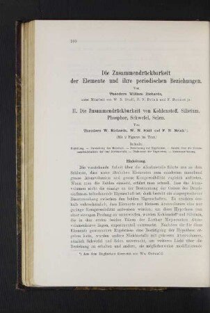 Die Zusammendrückbarkeit der Elemente und ihre periodischen Beziehungen.