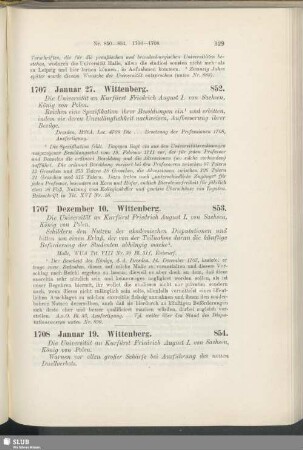 853. 1707, Dezember 10. Wittenberg