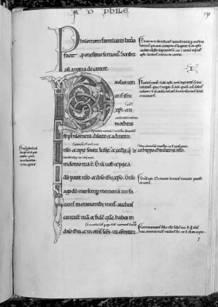 Glossar zu den Paulusbriefen / S. Pauli Epistolæ, cum glossa — Initial P, Folio fol. 191 r
