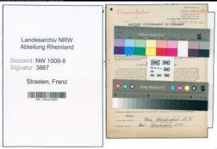 Entnazifizierung Franz Van Straelen , geb. 18.07.1910 (Pfleger)