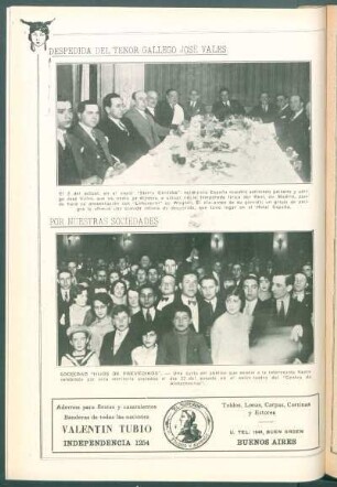 Despedidia del tenor gallego José Vales : [Vista de la] comida íntima de despedida, que tuvo lugar en el Hotel España
