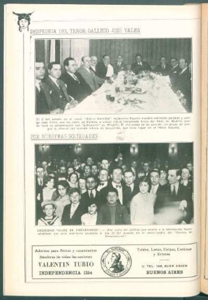 Despedidia del tenor gallego José Vales : [Vista de la] comida íntima de despedida, que tuvo lugar en el Hotel España