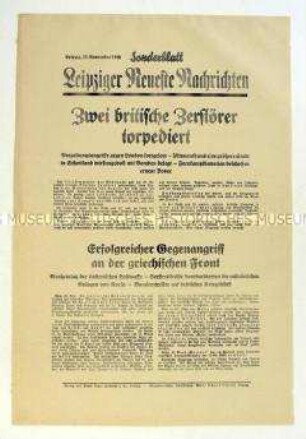 Sonderblatt der "Leipziger Neuesten Nachrichten" über ein Seegefecht vor der britischen Küste