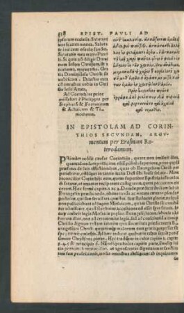 In Epistolam Ad Corinthios Secundam, Argumentum ...