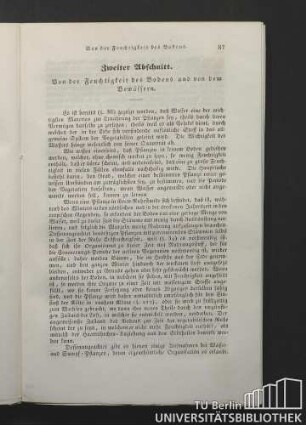 Zweiter Abschnitt. Von der Feuchtigkeit des Bodens und von dem Bewässern.