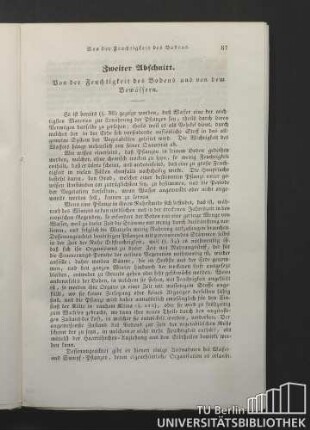 Zweiter Abschnitt. Von der Feuchtigkeit des Bodens und von dem Bewässern.