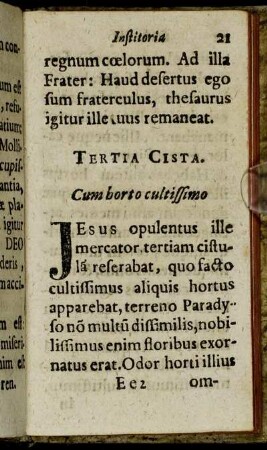 Tertia Cista. Cum borto cultissimo.