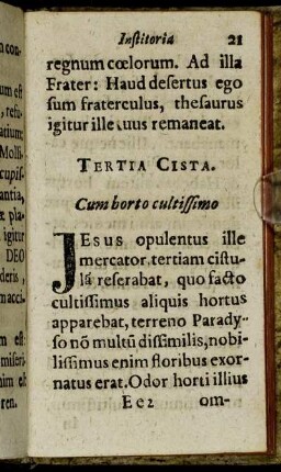 Tertia Cista. Cum borto cultissimo.