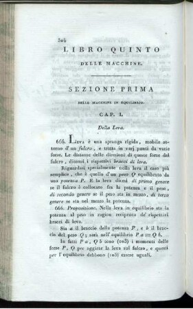 Libro Quinto. Delle Macchine. Sezione Prima. Delle Macchine In Equilibrio.