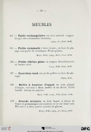 Meubles (Nr. 114-135)