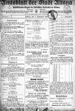 Nummer 1 : Freitag, den 3. Dezember 1920
