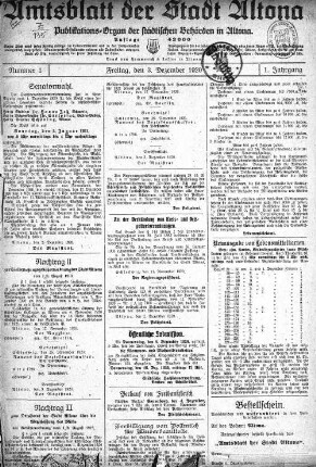 Nummer 1 : Freitag, den 3. Dezember 1920