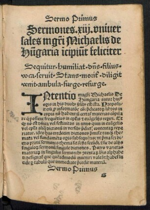 Sermones .xiii. universales magistri Michaelis de Hungaria incipiunt feliciter