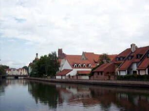 Landshut: Stadtansicht, Häuser entlang der Isar