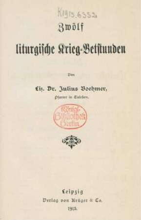Zwölf liturgische Krieg-Betstunden