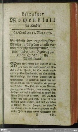 64. Stück den 13. May 1773
