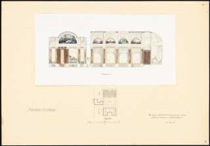 Badeanstalt: Frigidarium: Längsschnitt, Querschnitt 1:50, Lageplan 1:1000