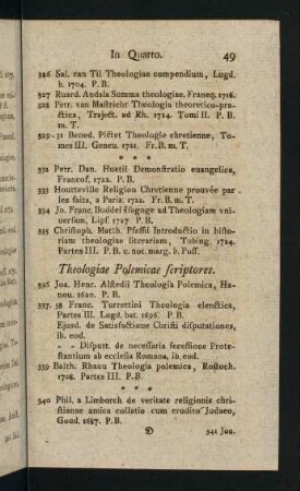 49-70, Theologiae Polemicae scriptores.