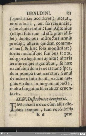 XXXV. Distributio temporis