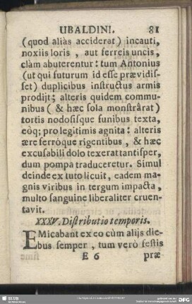 XXXV. Distributio temporis