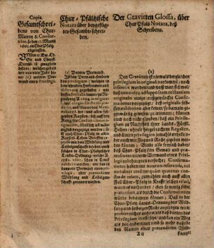 Kurtze Ablehnung der Chur-Pfälz. Notaten über das von sammtl. gravirten Chur-Fürsten ... wegen des Wildfangs ... an Chur-Pfaltz abgelassenen Schreibens