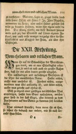 Die XXII. Abtheilung. Vom ehrbaren und redlichen Mann