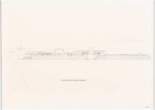 Architektur-Archiv, Karl Friedrich Schinkel gewidmet, Wohnbebauung in Beziehung zu Spree und Schloss Charlottenburg, Berlin Schinkelwettbewerb 1981: Schnitt