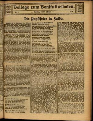 Zweite Ausgabe vom Sonntag, den 17. Februar 1924.