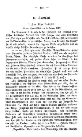 Zur Schulstatistik : Sprechsaal
