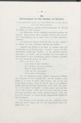 III. Redewendungen bei dem Empfang von Besuchen.