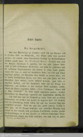 Erstes Capitel. Die Vorgeschichte