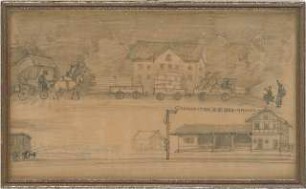 Littmann, Max; Aquarelle, Zeichnungen, Skizzen - Bahnhofszene (Ansicht)