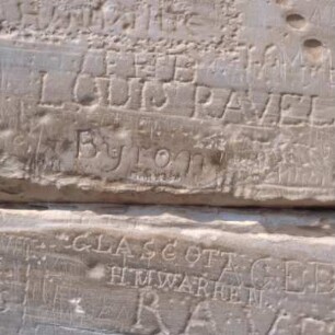 Kap Sunion, Poseidon-Tempel, Graffito "Byron" auf dem rechten Antenpfeiler