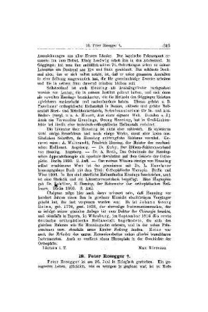 Nachruf : Peter Rosegger ; [Mitteilungen]