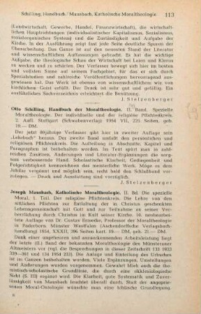 113-114 [Rezension] Mausbach, Joseph, Der religiöse Pflichtenkreis