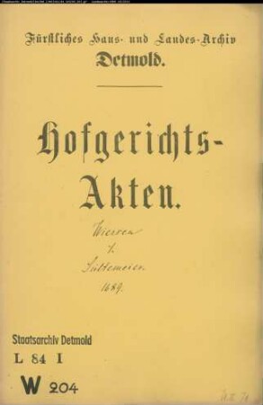 Wiersen, Johann Henrich in Schlangen gegen Sültemeier zu Heiden - Schuldforderung