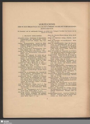 Verzeichnis der in der Bibliothek des Kunstgewerbe-Museums vorhanden Zeitschriften
